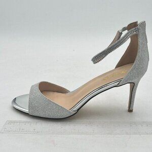 XYD Women's Open Toe Rhinestones Ankle Strap Sandals Mid Heel Pumps Bridal